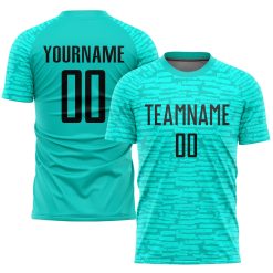 Custom Aqua Black Sublimation Soccer Uniform Jersey